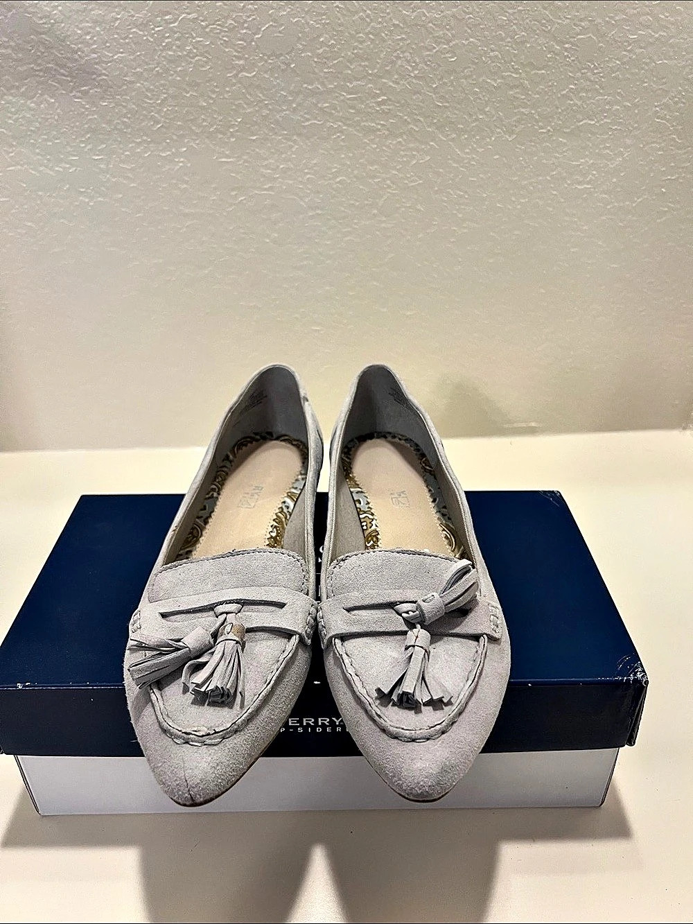 Sperry Gray Tassel Moccasin Flats